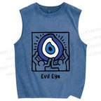 Unisex Evil Eye Printed Washed Tank Top