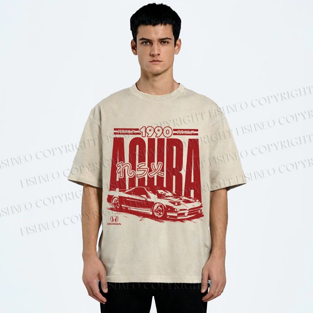 Unisex Acura Car Honda Printed Washed Tee