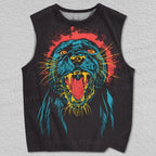 Unisex Angry Black Panther Printed Tank Top