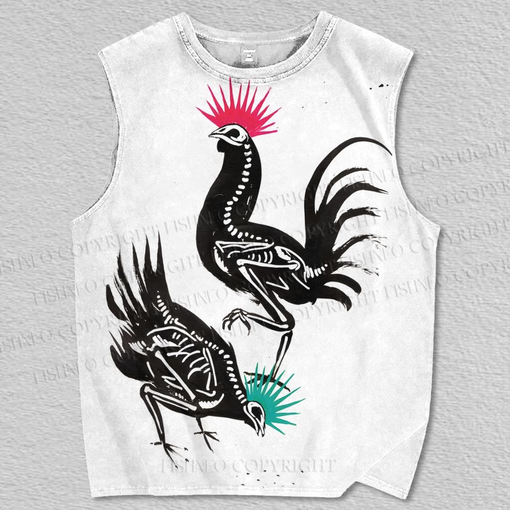 Unisex Artistic Rooster Printed Tank Top