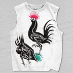 Unisex Artistic Rooster Printed Tank Top