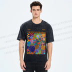 Unisex Yayoi Kusama Multicolor Dots Printed Washed Tee