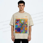 Unisex Yayoi Kusama Multicolor Dots Printed Washed Tee
