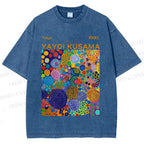 Unisex Yayoi Kusama Multicolor Dots Printed Washed Tee
