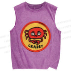 Unisex Crabby Crab Printed Washed Tank Top