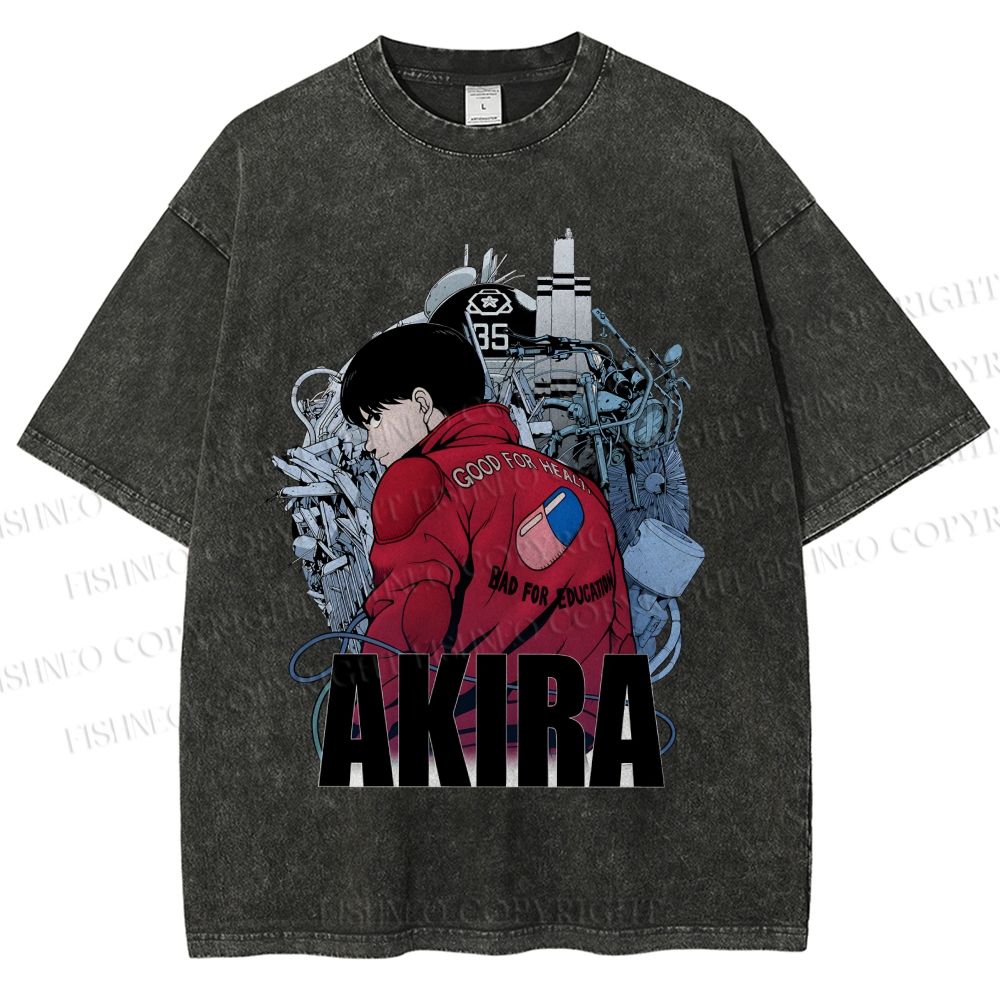 Unisex Akira Shotaro Kaneda Printed Washed Tee