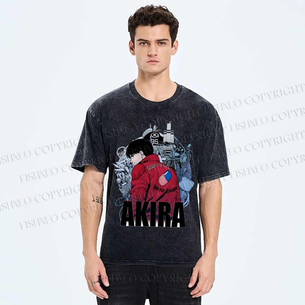 Unisex Akira Shotaro Kaneda Printed Washed Tee