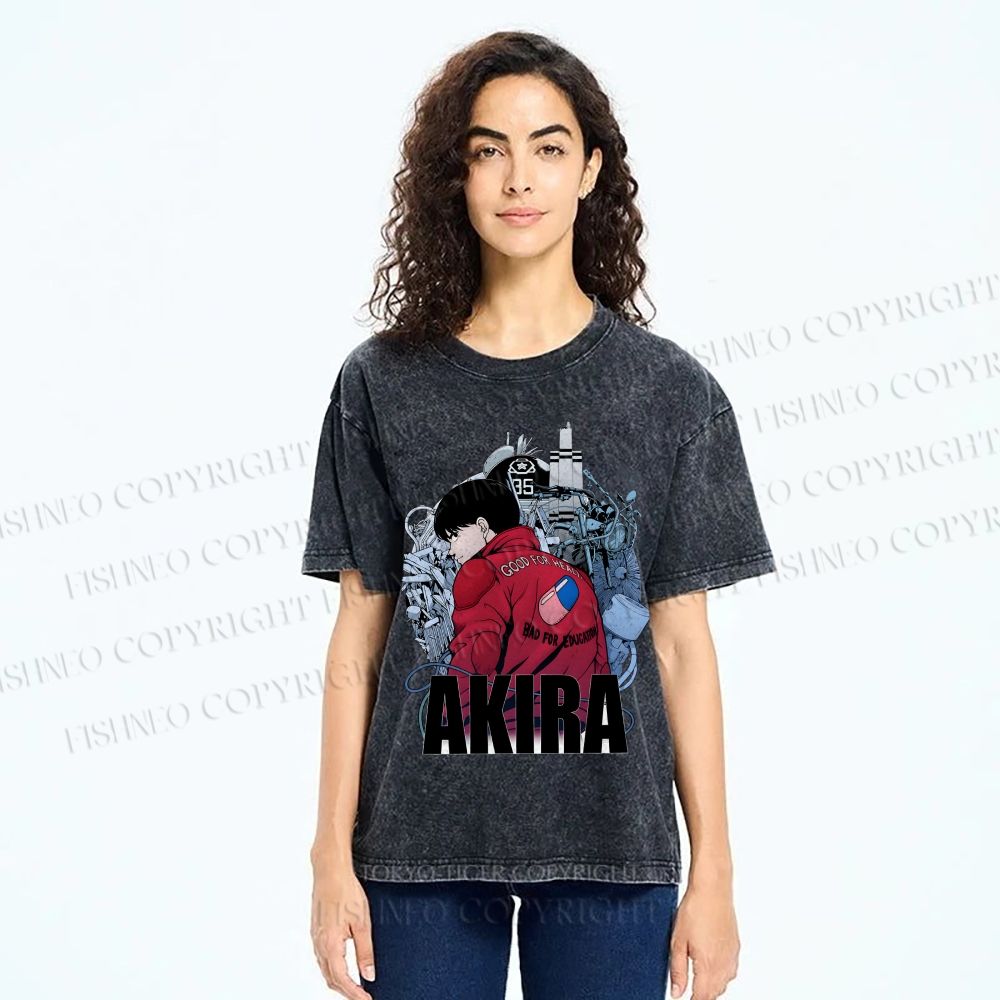 Unisex Akira Shotaro Kaneda Printed Washed Tee