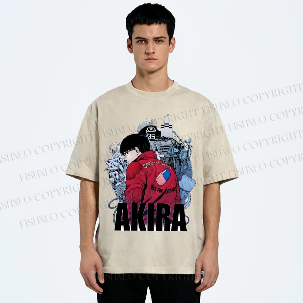 Unisex Akira Shotaro Kaneda Printed Washed Tee