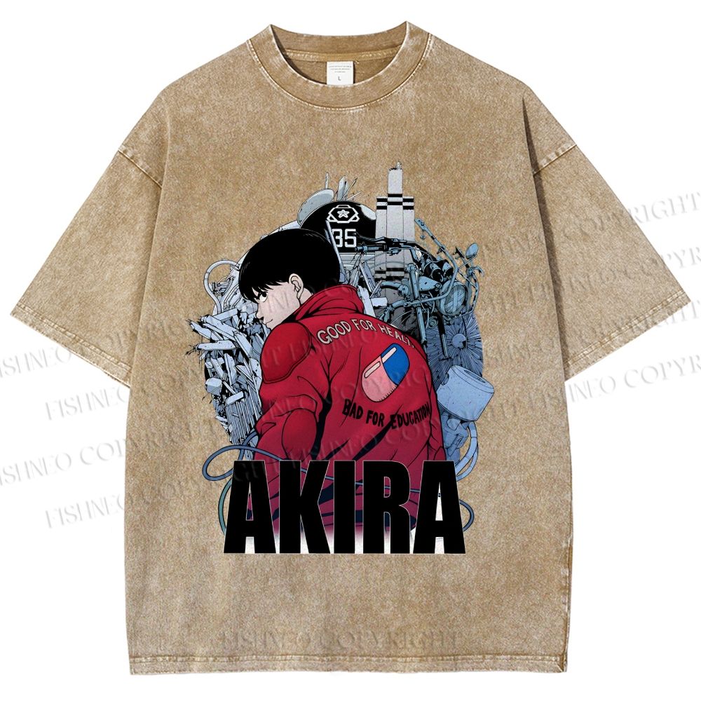 Unisex Akira Shotaro Kaneda Printed Washed Tee