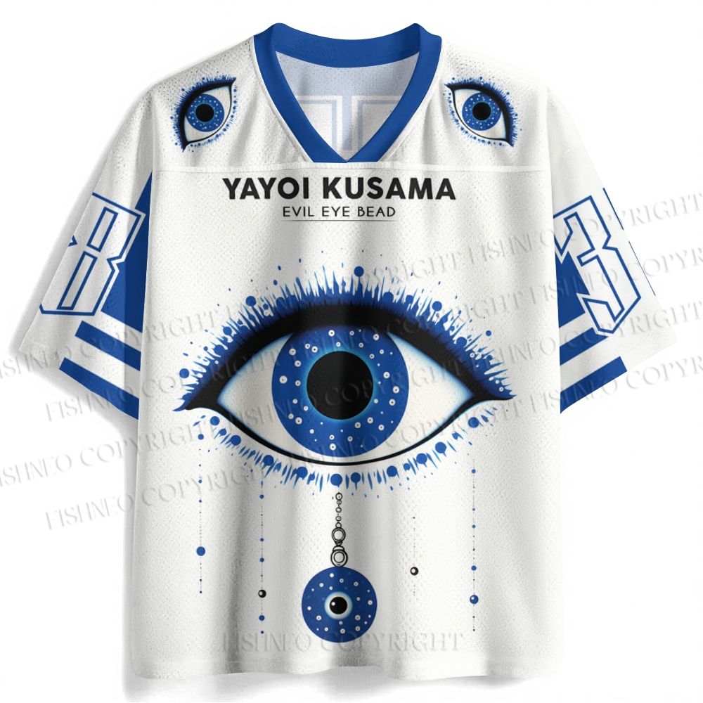Yayoi Kusama Artistic Blue Eyes Printed Jersey Shirts