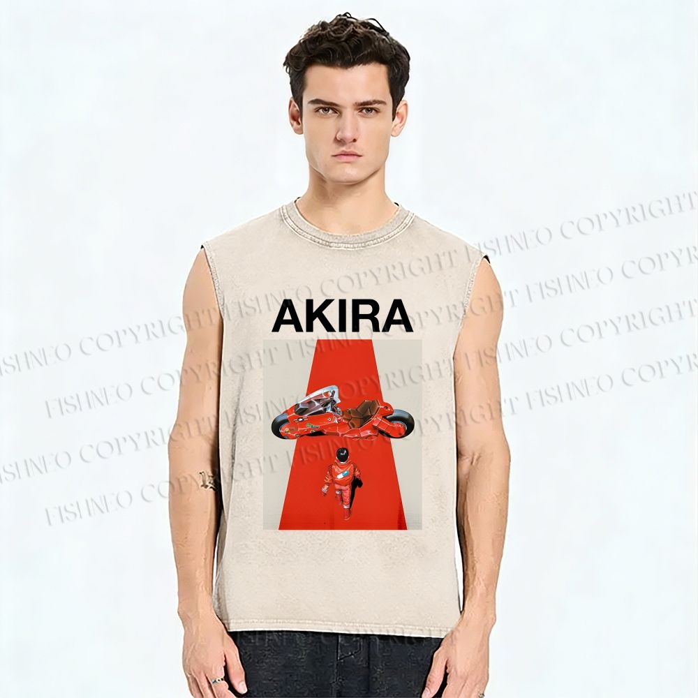 Unisex Akira Shotaro Kaneda Printed Washed Tank Top