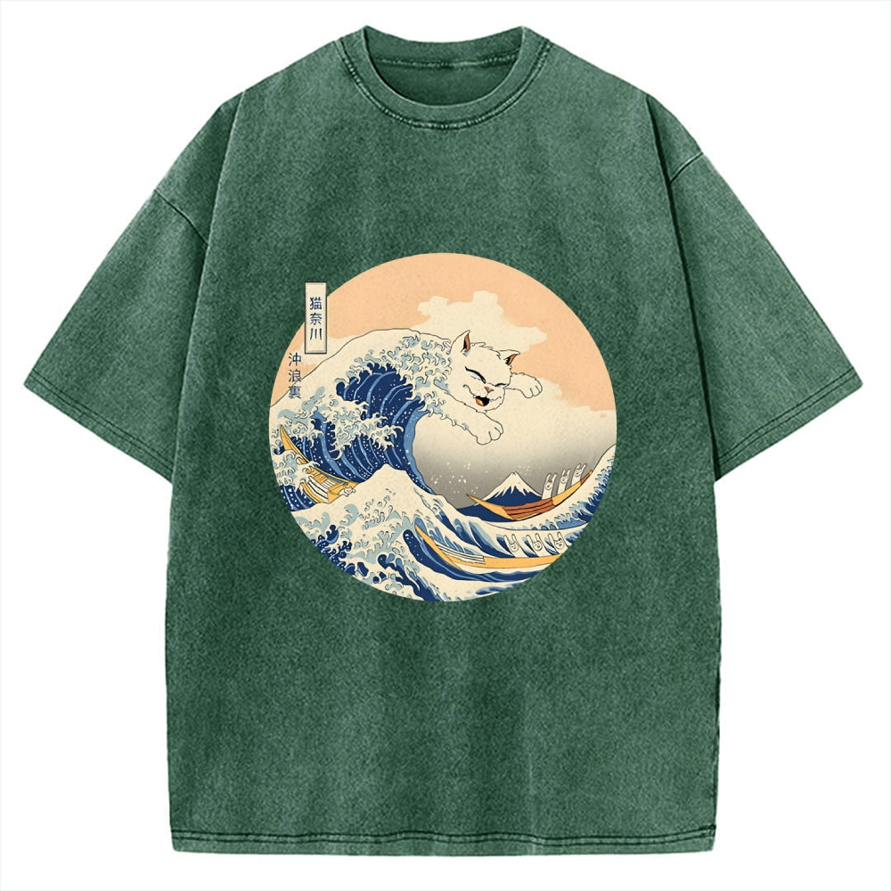 Hail! The Great Cat-Nagawa Vintage Washed T-shirt