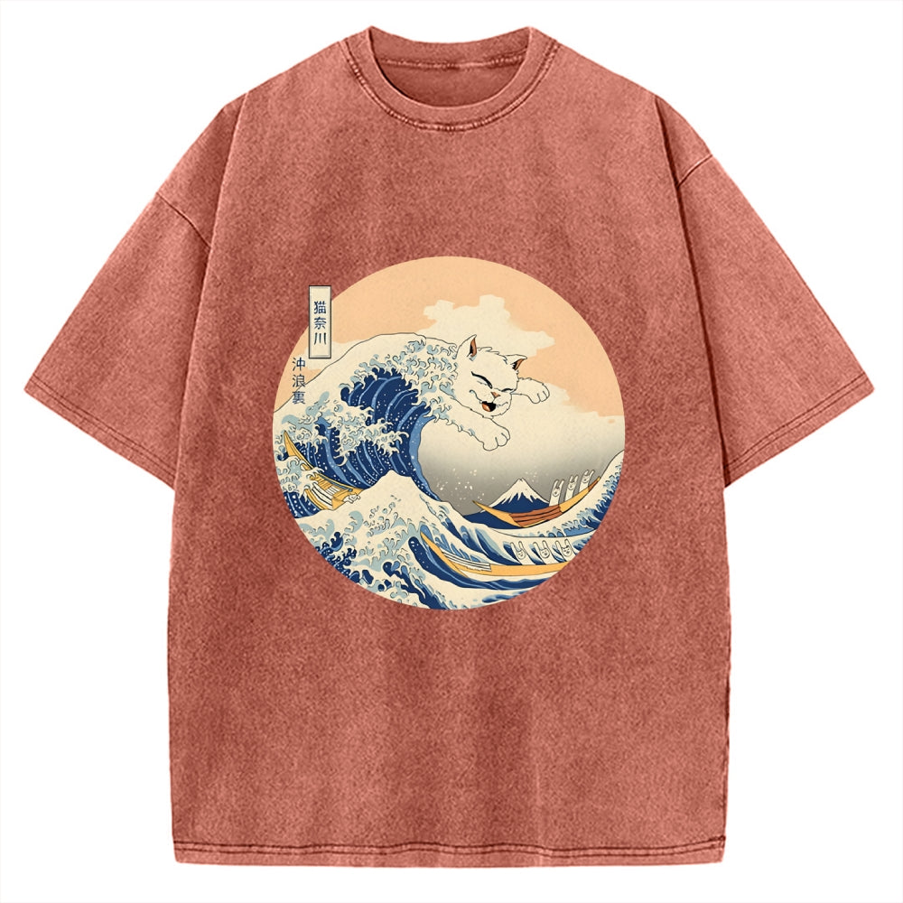 Hail! The Great Cat-Nagawa Vintage Washed T-shirt