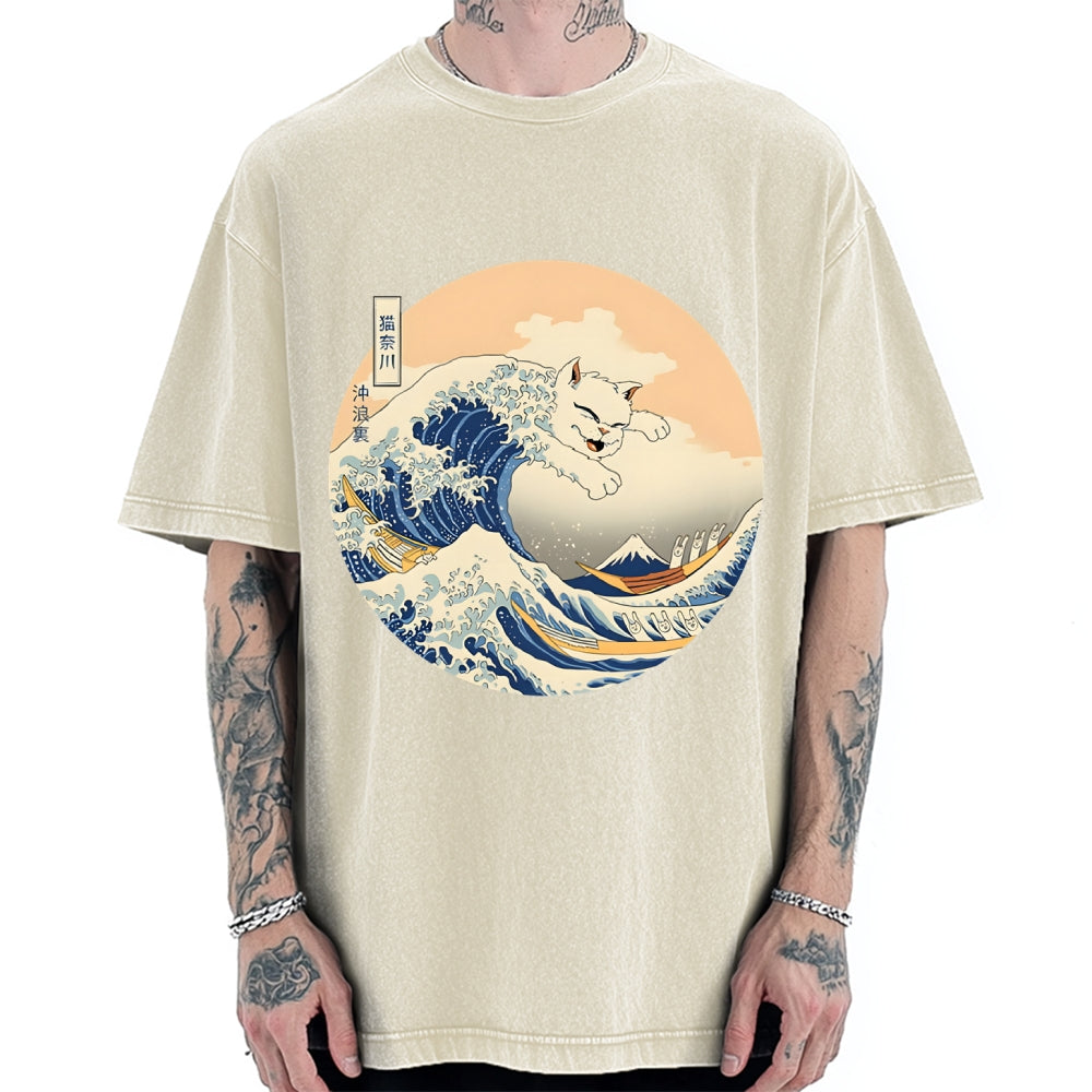 Hail! The Great Cat-Nagawa Vintage Washed T-shirt