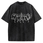 Unisex Dancing Rats Printed Washed Tee
