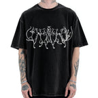 Unisex Dancing Rats Printed Washed Tee