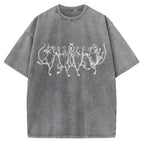 Unisex Dancing Rats Printed Washed Tee