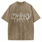 Unisex Dancing Rats Printed Washed Tee