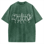 Unisex Dancing Rats Printed Washed Tee