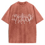 Unisex Dancing Rats Printed Washed Tee