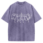 Unisex Dancing Rats Printed Washed Tee