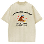 Unisex I Was Promised Horse Play funny meme Printed Washed Tee