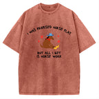 Unisex I Was Promised Horse Play funny meme Printed Washed Tee