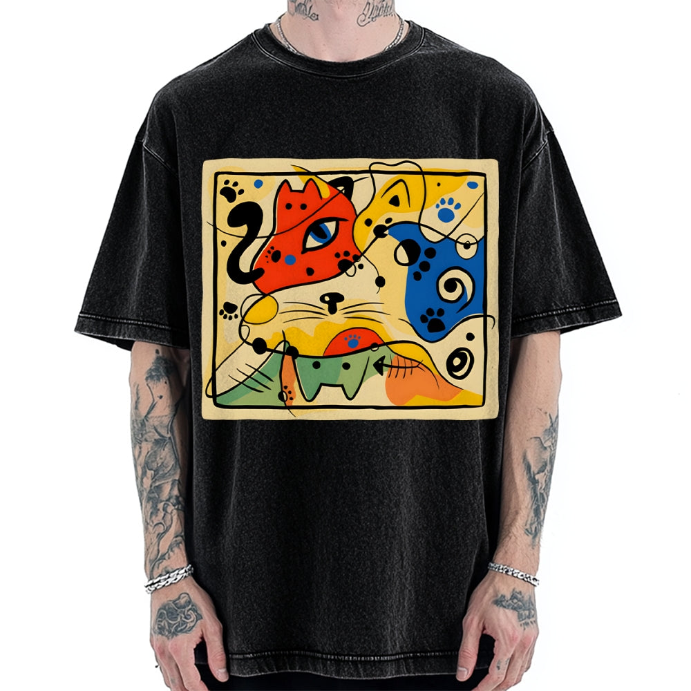 Unisex Meowró Printed Washed Tee
