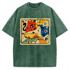 Unisex Meowró Printed Washed Tee