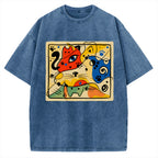 Unisex Meowró Printed Washed Tee