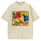 Unisex Meowró Printed Washed Tee