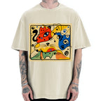 Unisex Meowró Printed Washed Tee