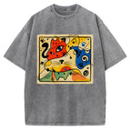 Unisex Meowró Printed Washed Tee