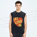 Unisex Let Love in Printed Washed Tank Top