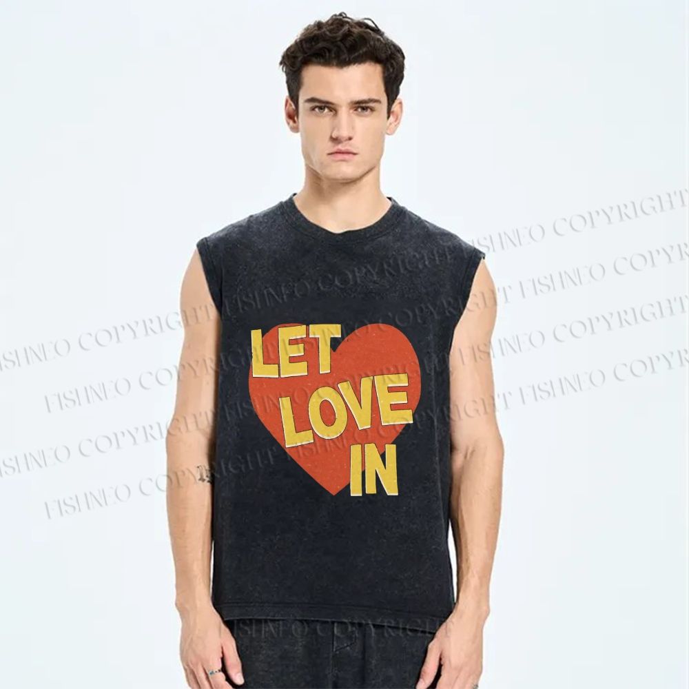 Unisex Let Love in Printed Washed Tank Top