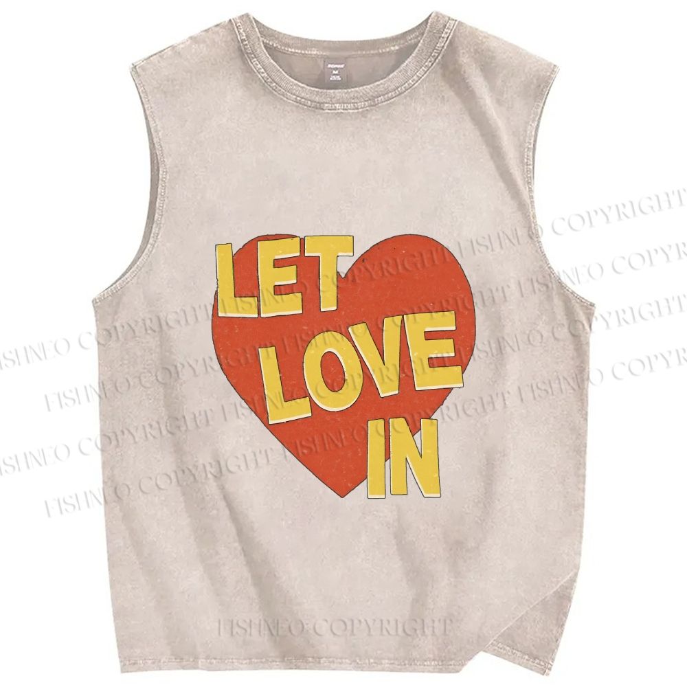 Unisex Let Love in Printed Washed Tank Top