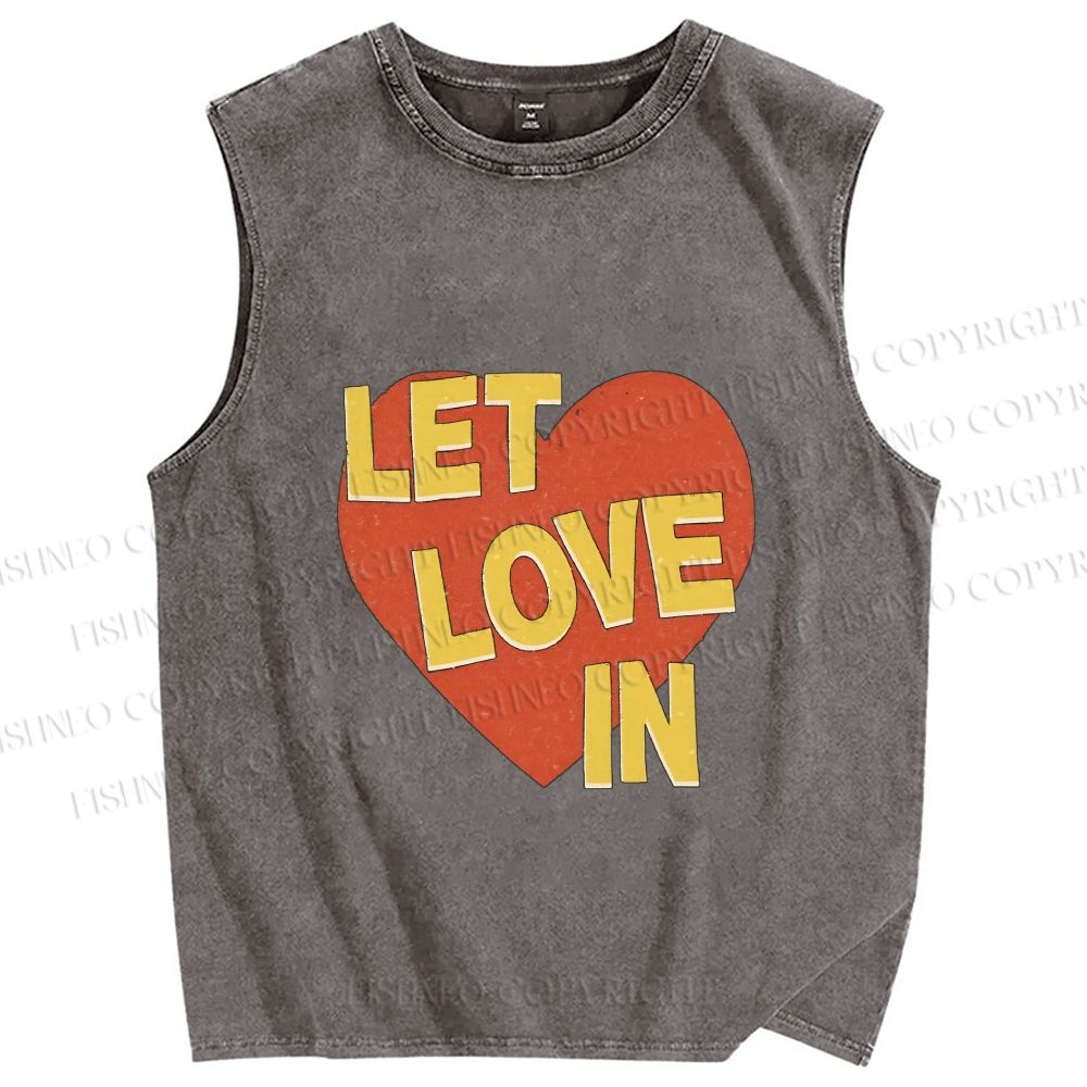 Unisex Let Love in Printed Washed Tank Top