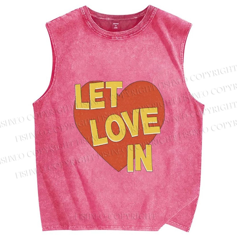 Unisex Let Love in Printed Washed Tank Top