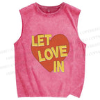 Unisex Let Love in Printed Washed Tank Top