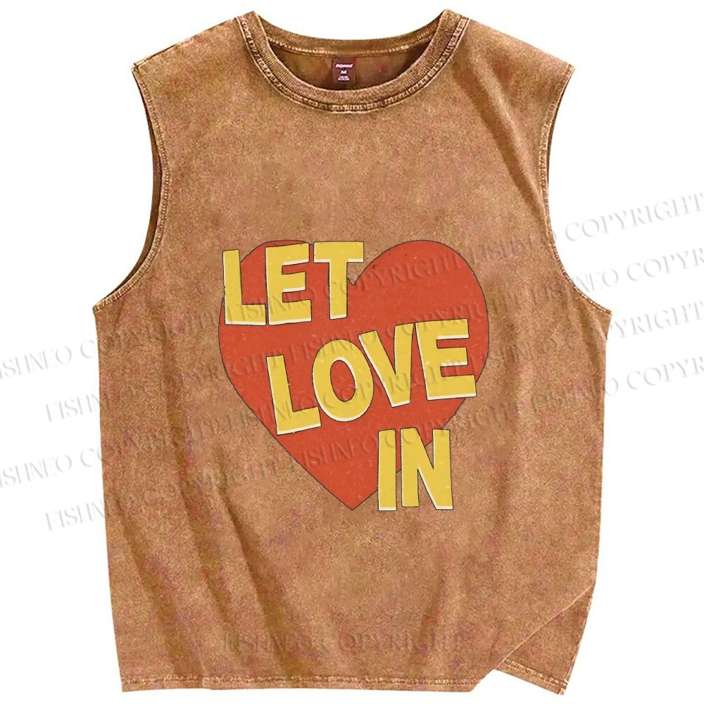 Unisex Let Love in Printed Washed Tank Top