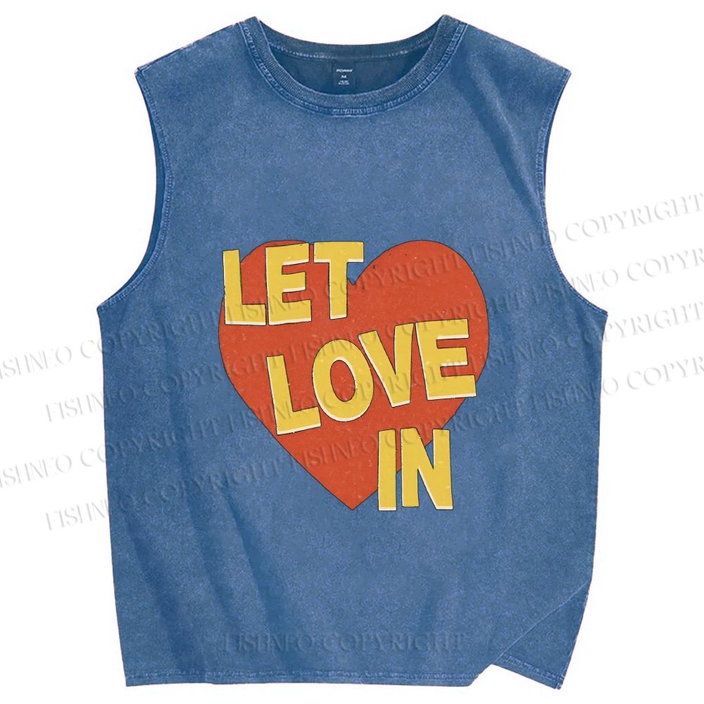 Unisex Let Love in Printed Washed Tank Top