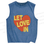Unisex Let Love in Printed Washed Tank Top