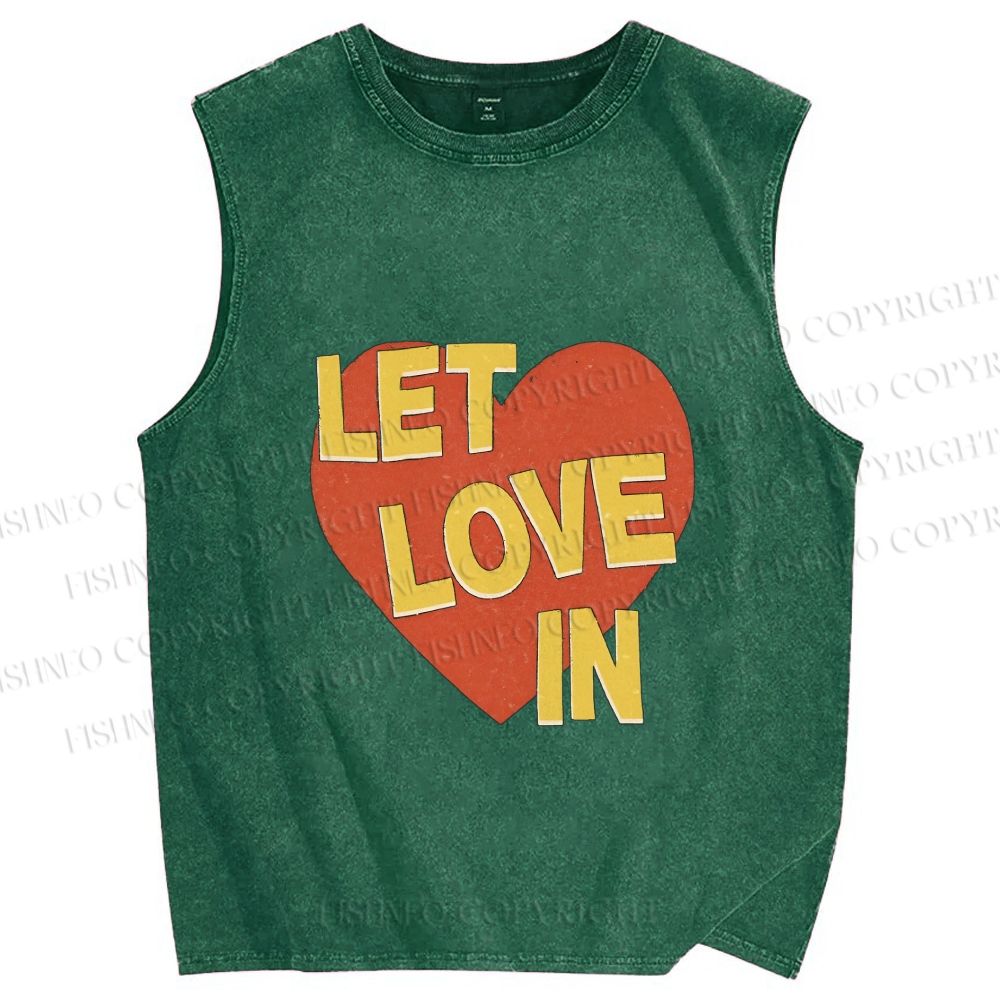 Unisex Let Love in Printed Washed Tank Top