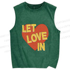Unisex Let Love in Printed Washed Tank Top