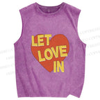 Unisex Let Love in Printed Washed Tank Top