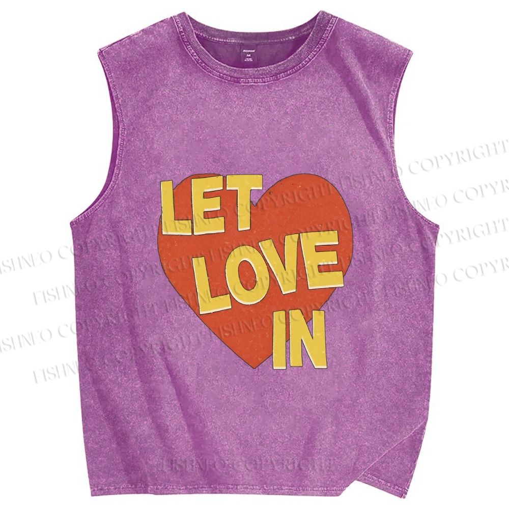 Unisex Let Love in Printed Washed Tank Top