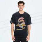 Unisex Floral Patchwork Hare Printed Washed Tee