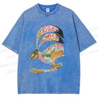 Unisex Floral Patchwork Hare Printed Washed Tee