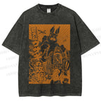 Unisex Giant Rabbit Attack Printed Washed Tee